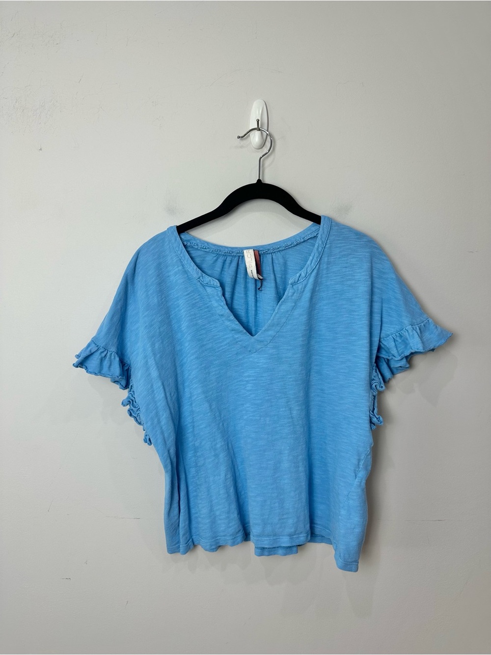 Anthropologie Pilcro Flutter Sleeve Notch Collar Top Blue